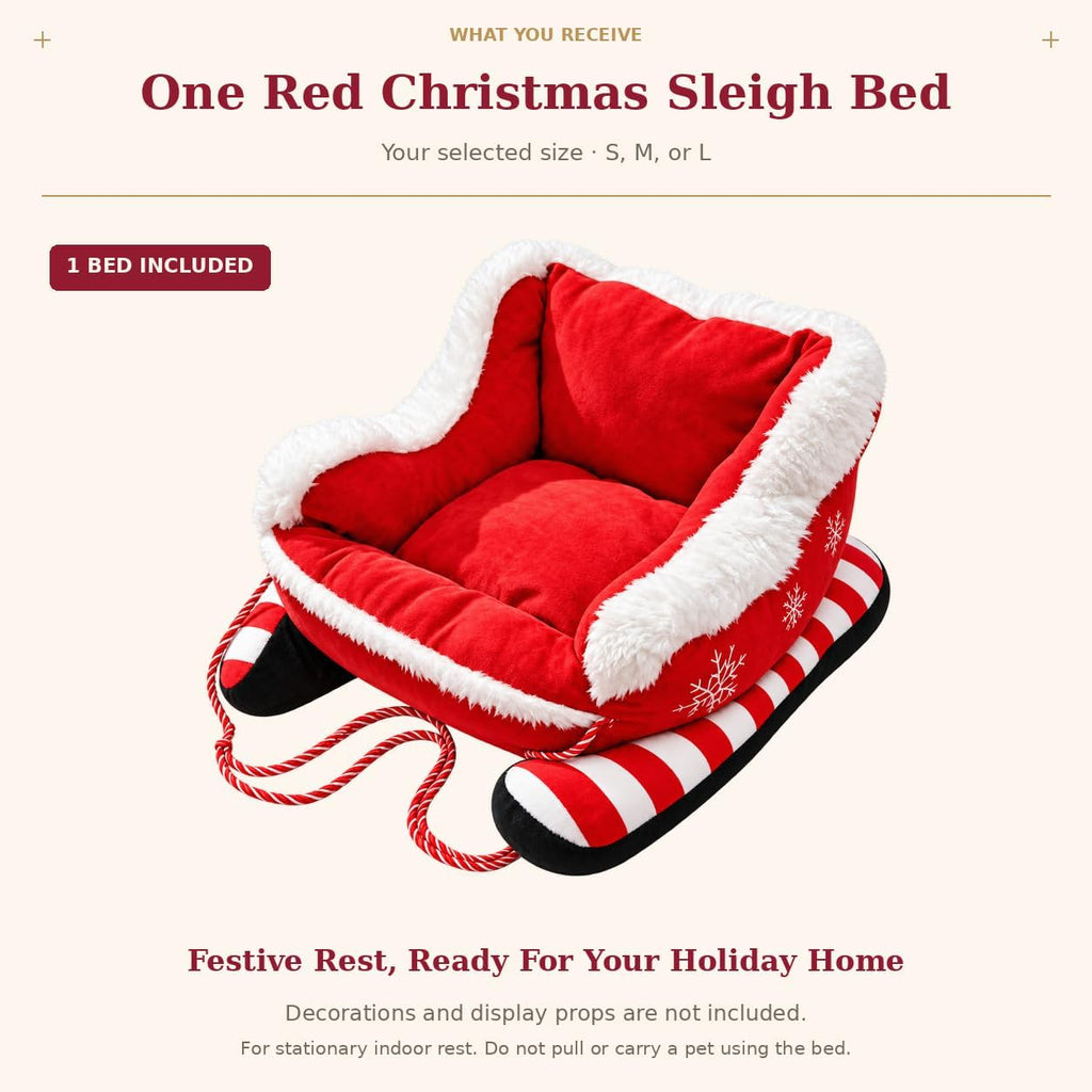Christmas Dog Bed, Plush Santa Sleigh Sofa for Cats