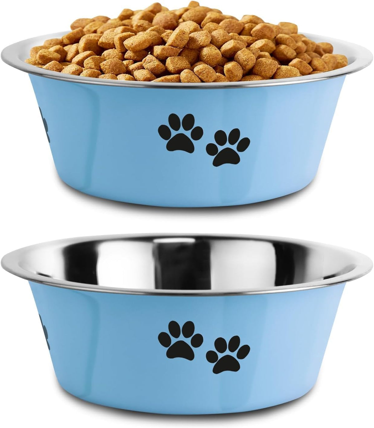 Stainless Steel Dog Bowls, Nonslip Rubber Bottom No Spill Proof Skid Metal Insulated Dog Bowls for Large Medium Small Br