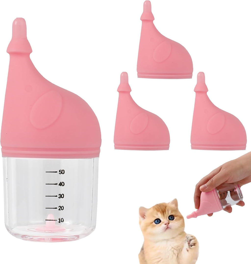 Kitten Bottle Feeding Kit for Nursing, Milk Bottles for Feeding Newborn Puppies,Anti-chocking Design with 3pcs Replaceab