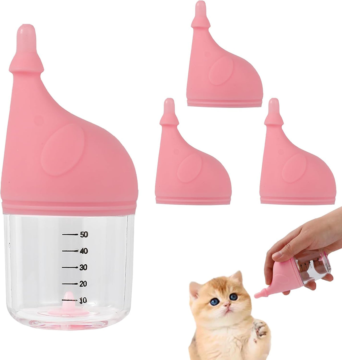 Kitten Bottle Feeding Kit for Nursing, Milk Bottles for Feeding Newborn Puppies,Anti-chocking Design with 3pcs Replaceab