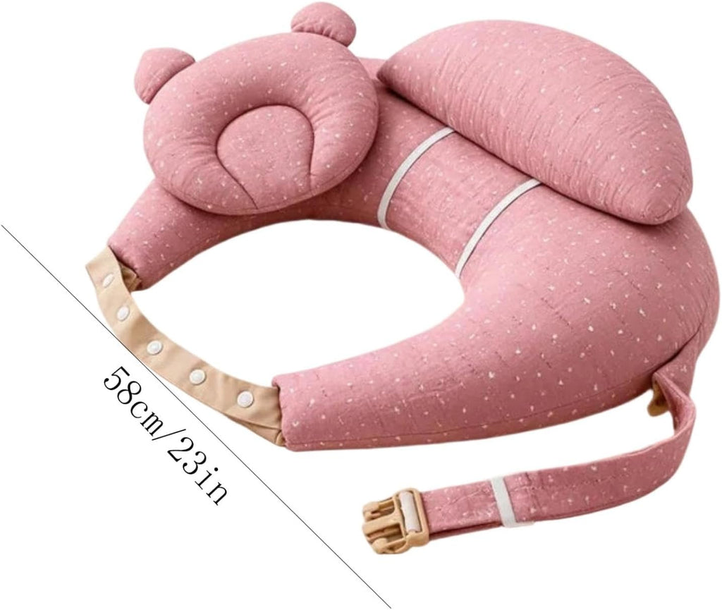 Soft Pet Travel Lap Pillow, U-Shaped Dog Car Seat Bed with Cute Bear Headrest, Portable Puppy Carrier Cushion for Train 