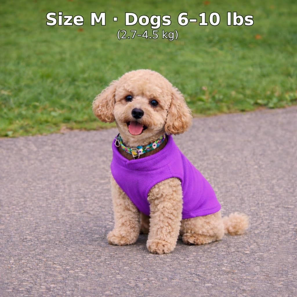 Dog Fleece Vest Sweater with Leash Ring, Purple Medium (6-10lbs)