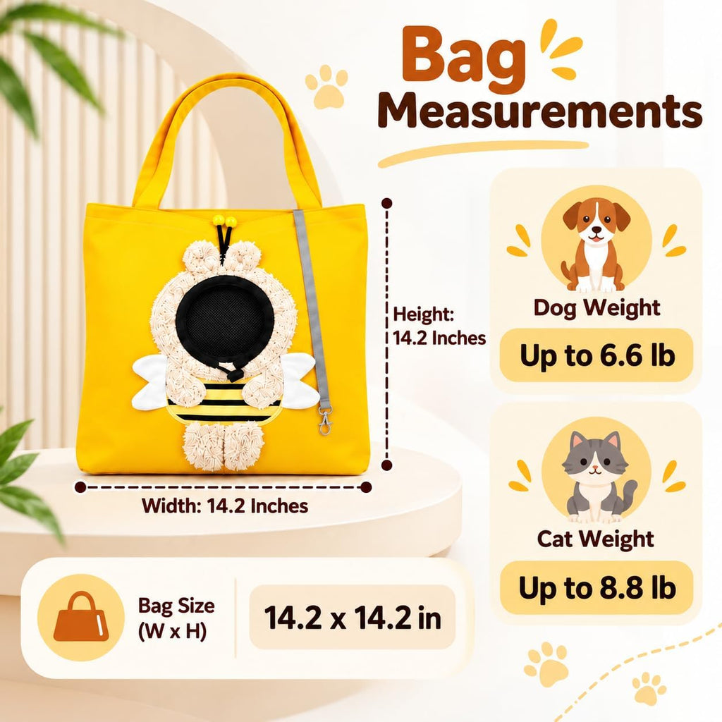 Head-Out Pet Carrier Tote for Small Cats and Dogs, Adjustable Head Opening