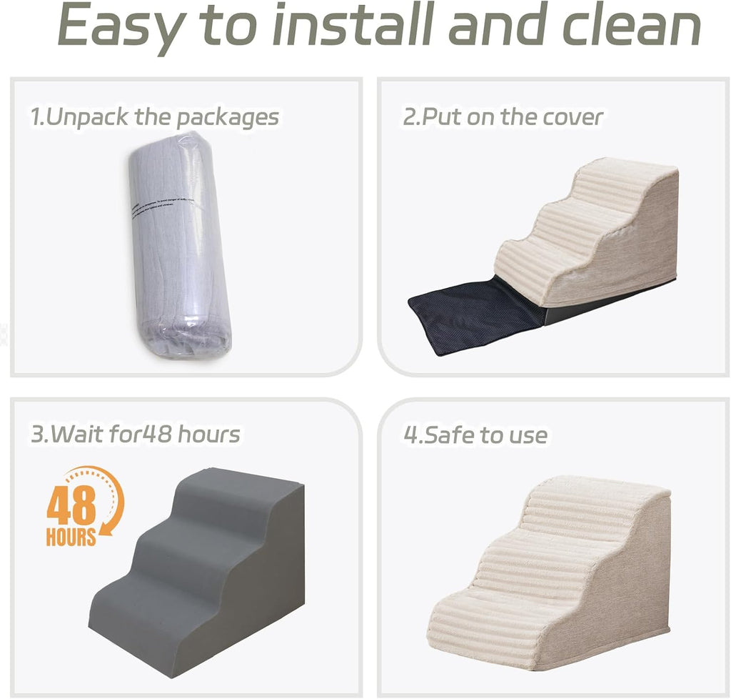 Dog Stairs for Small Dogs 15.7'' H, 3-Step High Density Foam