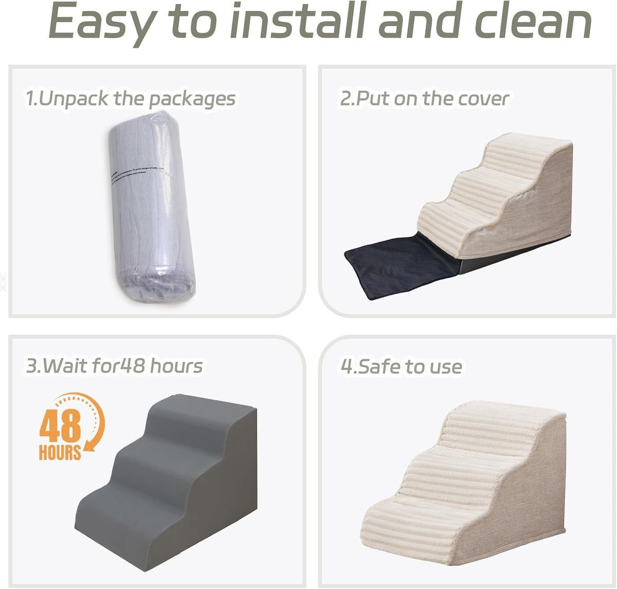 Dog Stairs for Small Dogs 15.7'' H, 3-Step High Density Foam