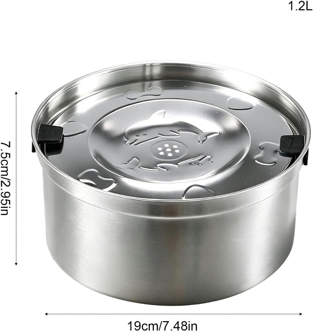 1.2l Stainless Steel Dog Water Bowl No Spill Slow Drink Water Bowl for Dogs