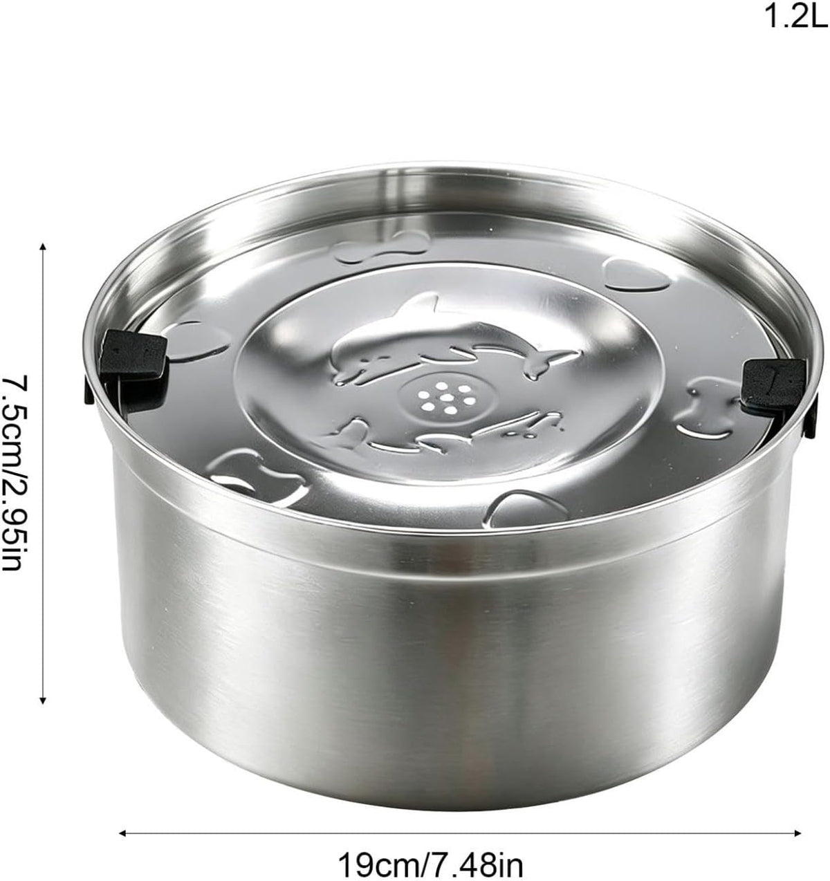 1.2l Stainless Steel Dog Water Bowl No Spill Slow Drink Water Bowl for Dogs