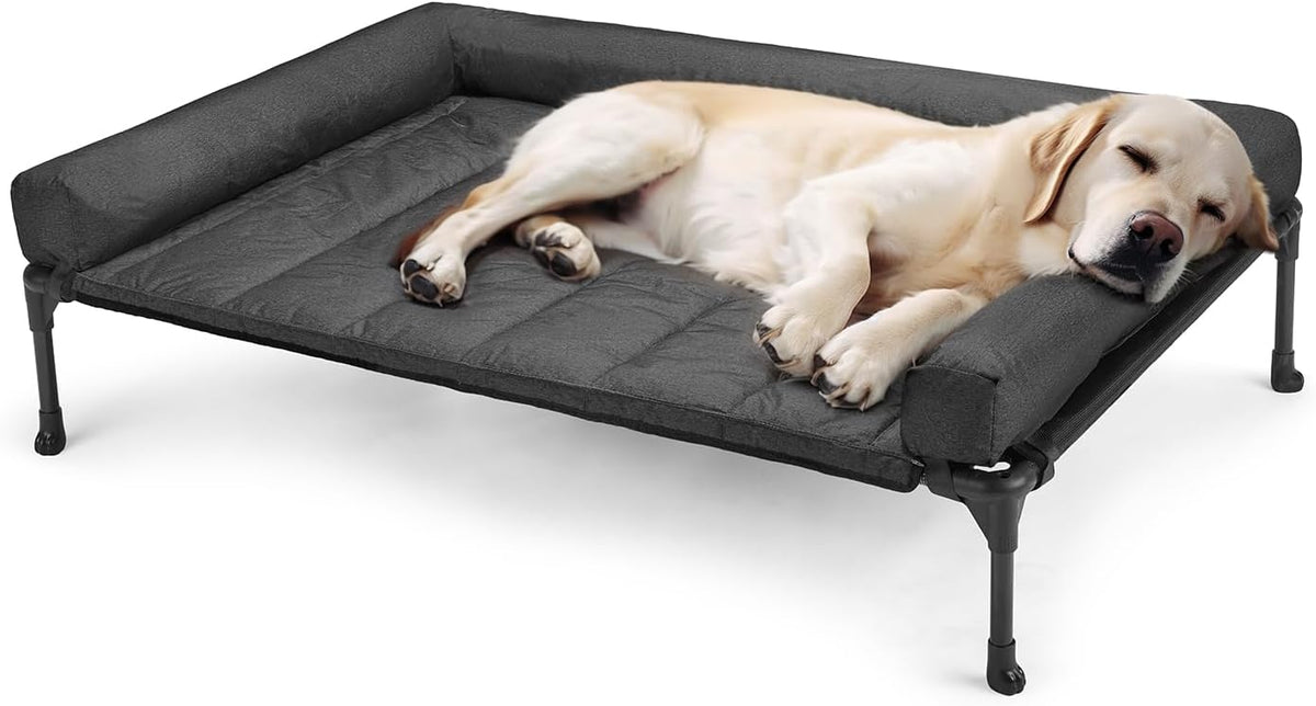 Veehoo Outdoor Elevated Dog Bed with Waterproof Bolster Cushion, Cooling
