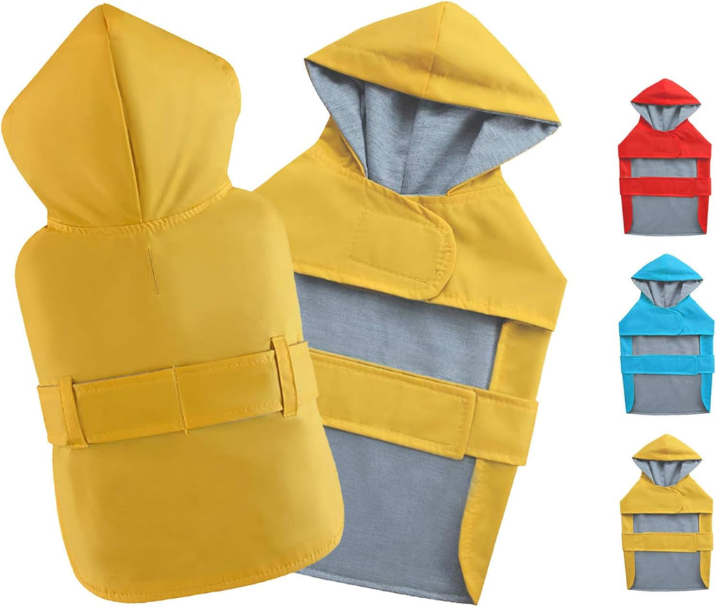 Dog Raincoat Small Dog Rain Jacket Waterproof Pet Rain Suit Double-Layered Poncho for Puppy Small Dogs Hooded Warm Linin
