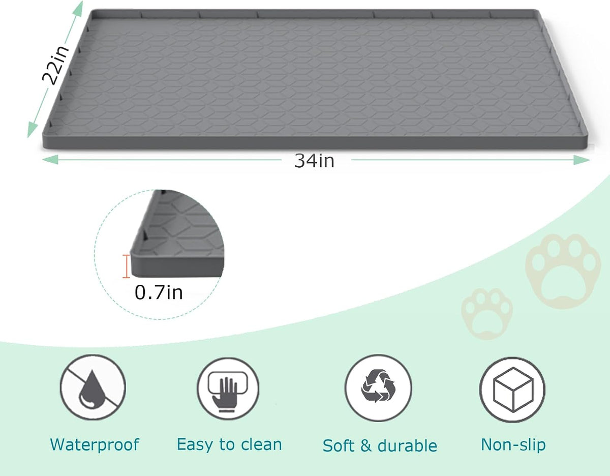 Cat Litter Mat for Litter Box, Silicone Large Cat Litter Trapping Mat - 34x22 in, Waterproof & Non-Slip, Durable & Easy 
