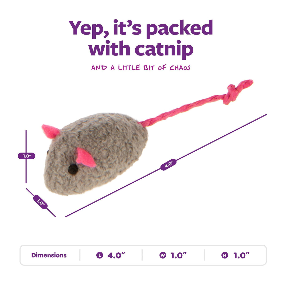 SmartyKat (3 Count) Skitter Critters Catnip Cat Toys - Gray/Cream, 3 Count
