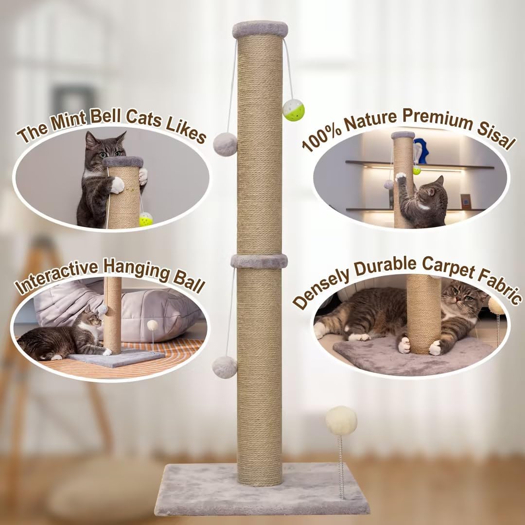 36'' Tall Cat Scratching Post for Indoor Cats with Sisal Post & Plush Toys