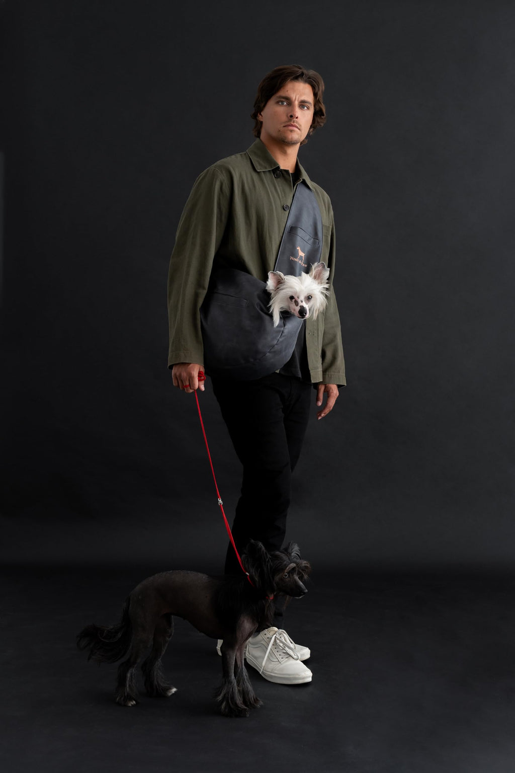 Noah & Paw Dog Sling Carrier for Dogs & Cats 3-10 lb (Faux Leather, Zipper)