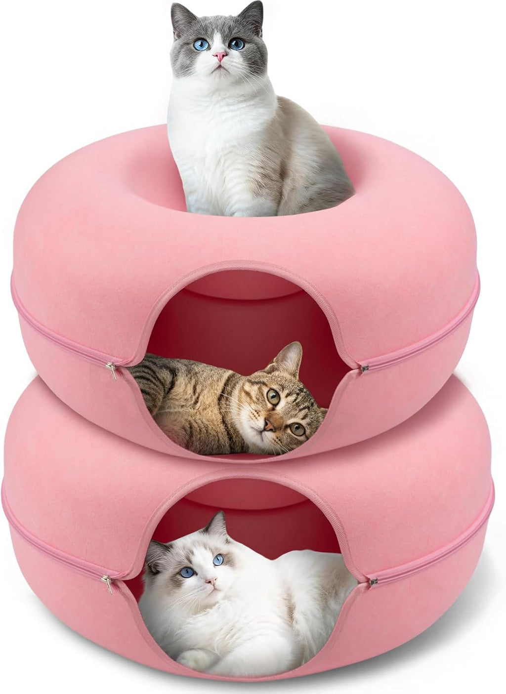 Large Peekaboo Cat Cave Donut Tunnel 24" for Indoor Cats