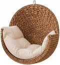 Hanging Cat Bed - Woven Rattan Wall-Mounted Pet Hammock with Soft Cushion