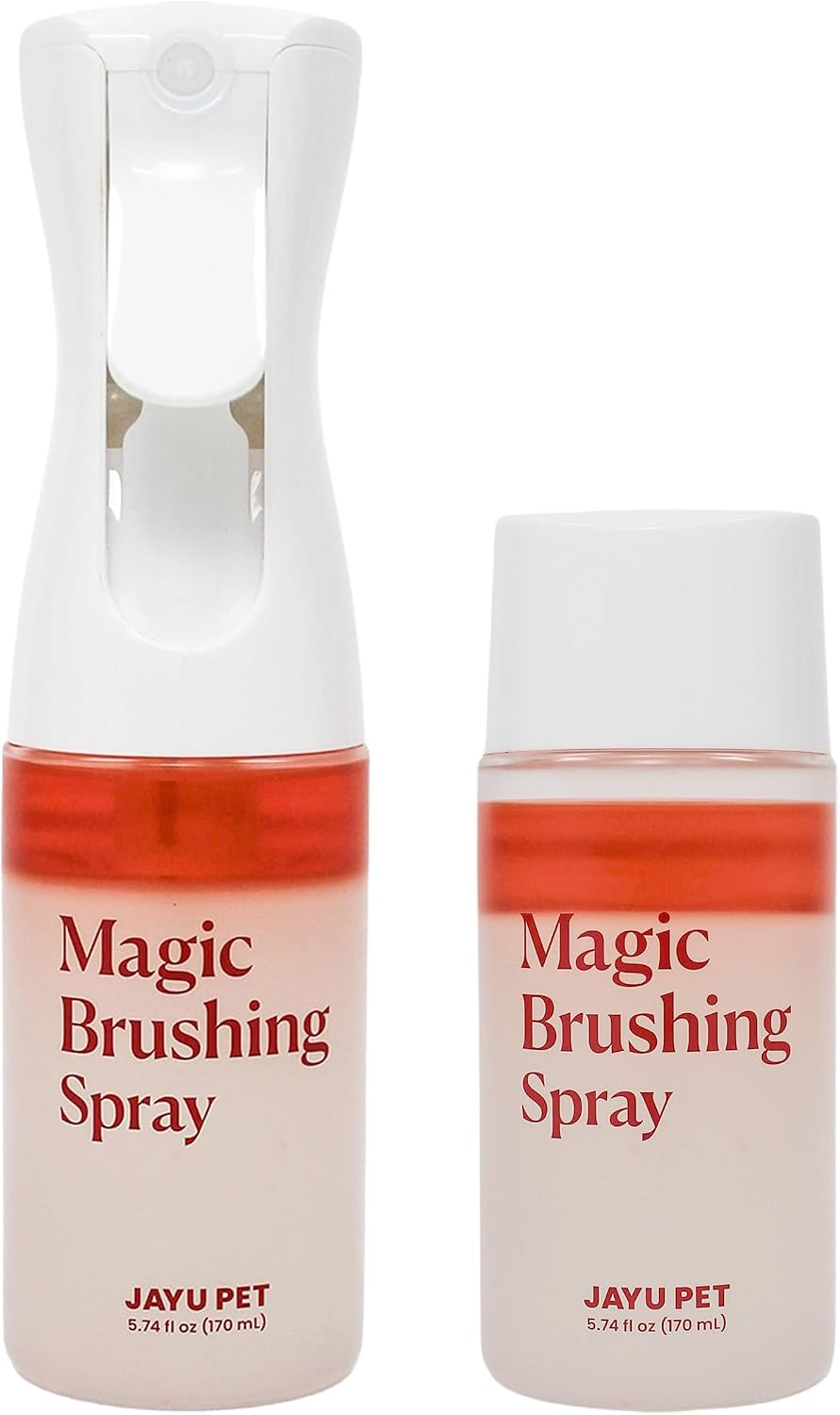 JAYU PET Magic Brushing Spray + Refill Bottle 1EA - Detangling and Deodorizing Spray for Dog & Cat