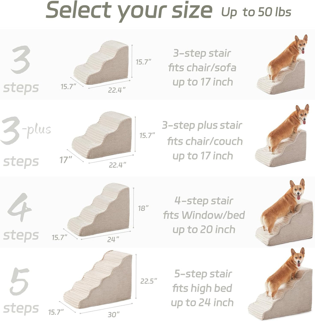 Dog Stairs for Small Dogs 15.7'' H, 3-Step High Density Foam