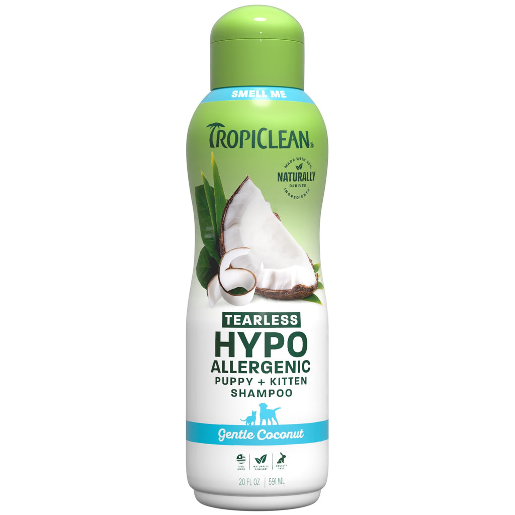 TropiClean Gentle Puppy Shampoo, Tearless Hypoallergenic Dog Shampoo, 20oz