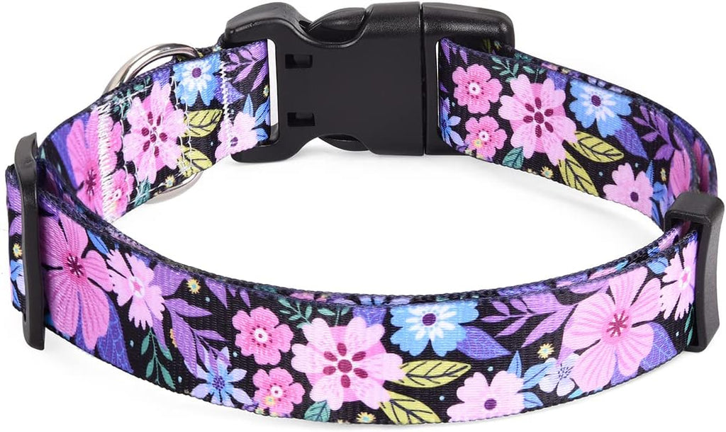 Mihqy Dog Collar for Small Dogs, Fashion Design, Floral Pink,S