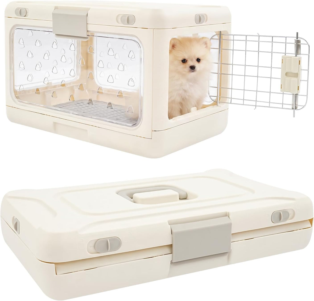 Collapsible Hard Cat Carrier Transparent Pet Crate for Cats & Small Dogs
