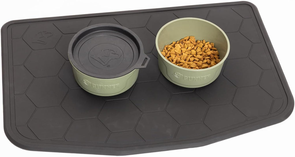 Dog Bowl Mat, Slip-Resistant TPE Feeding Mat, Black