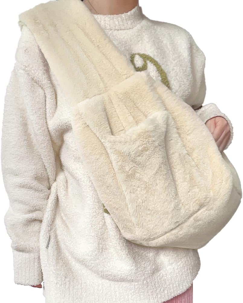 Plush Small Dog Sling Cat Carrier Hands-Free Pet Sling Carrier Shoulder Bag