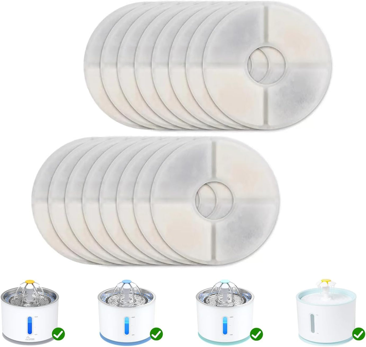 Wonder Creature Round Cat Water Fountain Filter Replacement 6 Pack