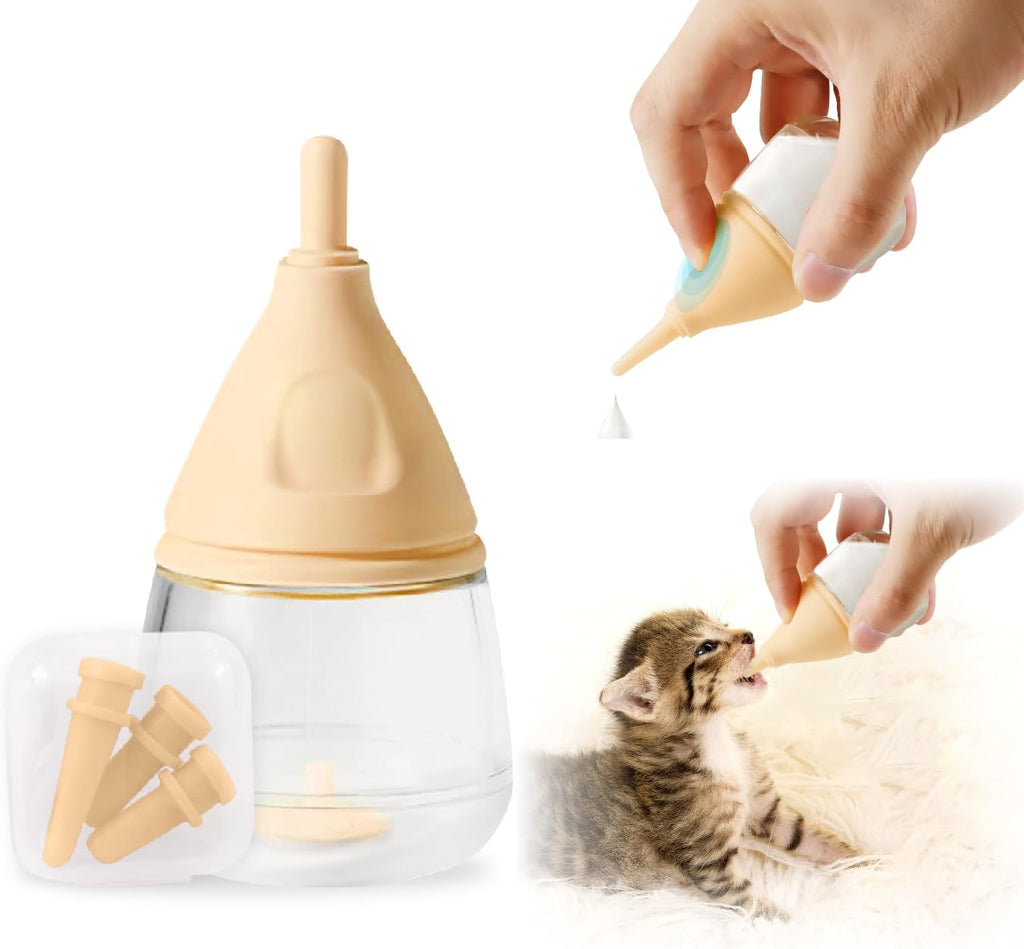 RockTech Ergonomic Kitten Bottle Feeding kit, Puppy Bottles for Nursing Puppy Milk -40ml Anti-Choking Slow Flow Nursing 