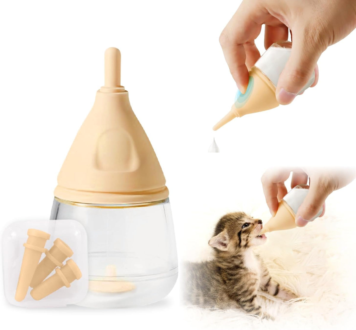 RockTech Ergonomic Kitten Bottle Feeding kit, Puppy Bottles for Nursing Puppy Milk -40ml Anti-Choking Slow Flow Nursing 