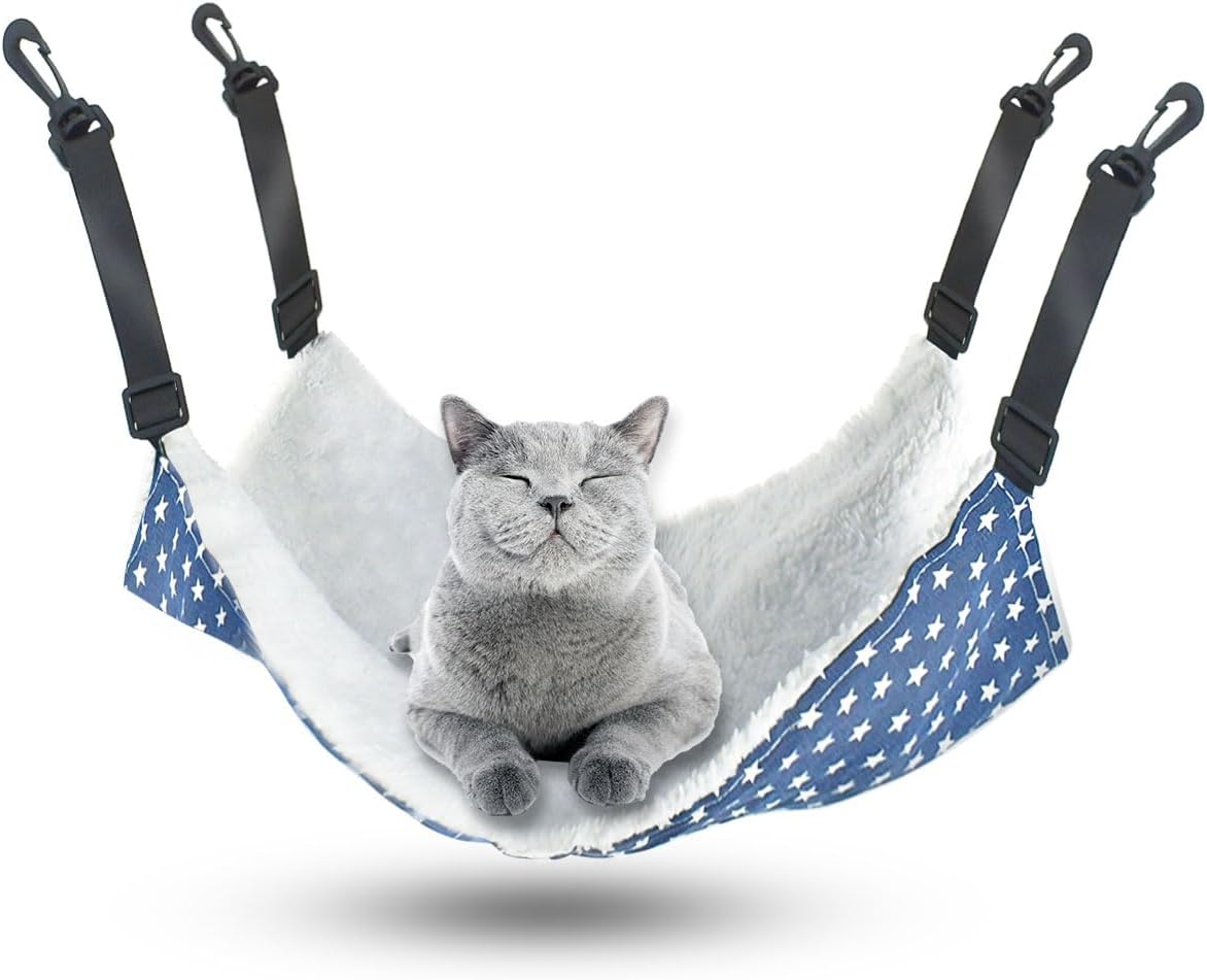 Pet Hammock for Cage Reversible Cat Hanging Hammock Soft Hanging Bed for Ferret Kitten Puppy Cats Small Dogs Rabbits Sma