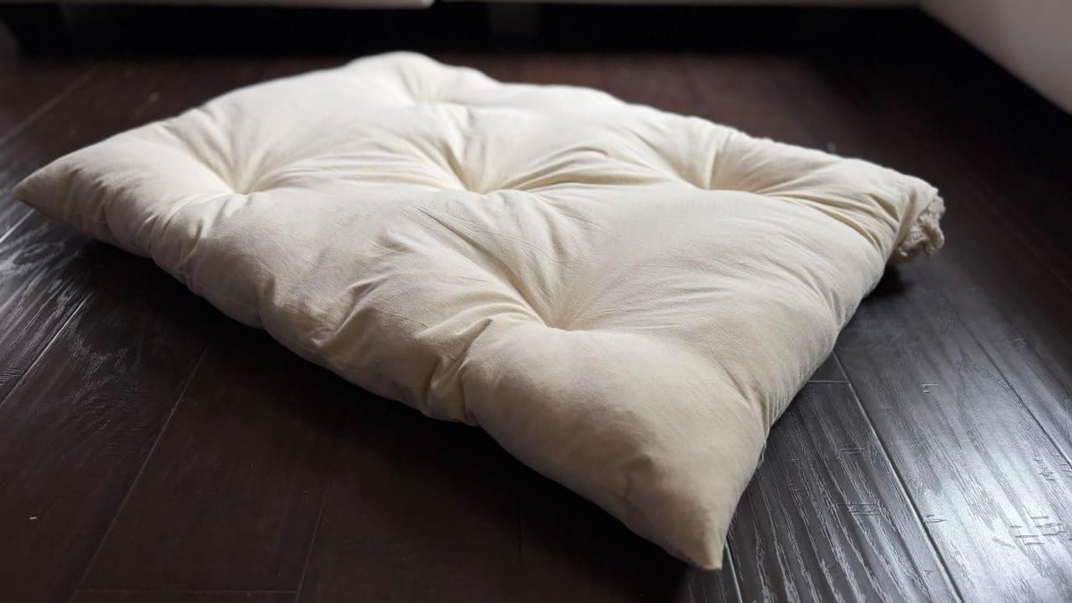 Rectangular Muslin Dog Bed Insert with Raw Cotton Filler, Natural Pet Bed Cushion Insert, Breathable Inner Pillow for Do