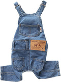 Dog Denim Overalls Pet Jeans Jumpsuit Four Legs Clothes Outfits,L