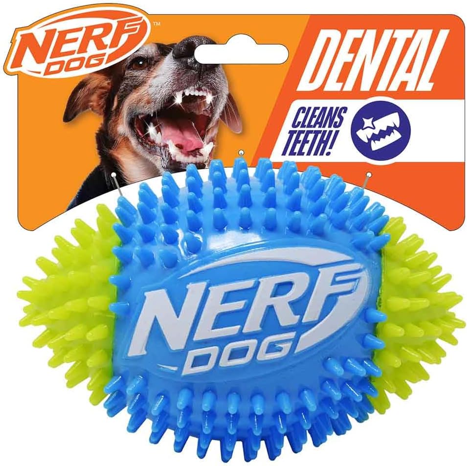 Nerf Dog 6in TPR Squeak Spike Ring -Light Blue/Green