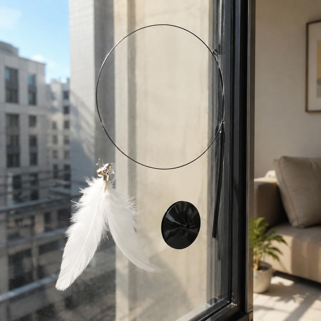 Cat Teaser , Interactive Feather Toy , Press-handle Single Black Feather
