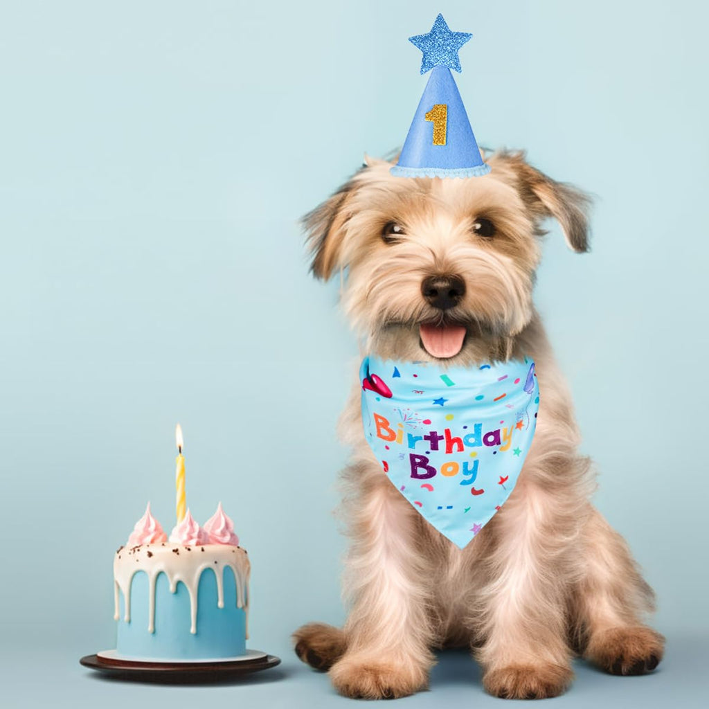 Yicostar Dog Birthday Party Supplies,Dog Birthday Bandana,Dog Birthday Hat