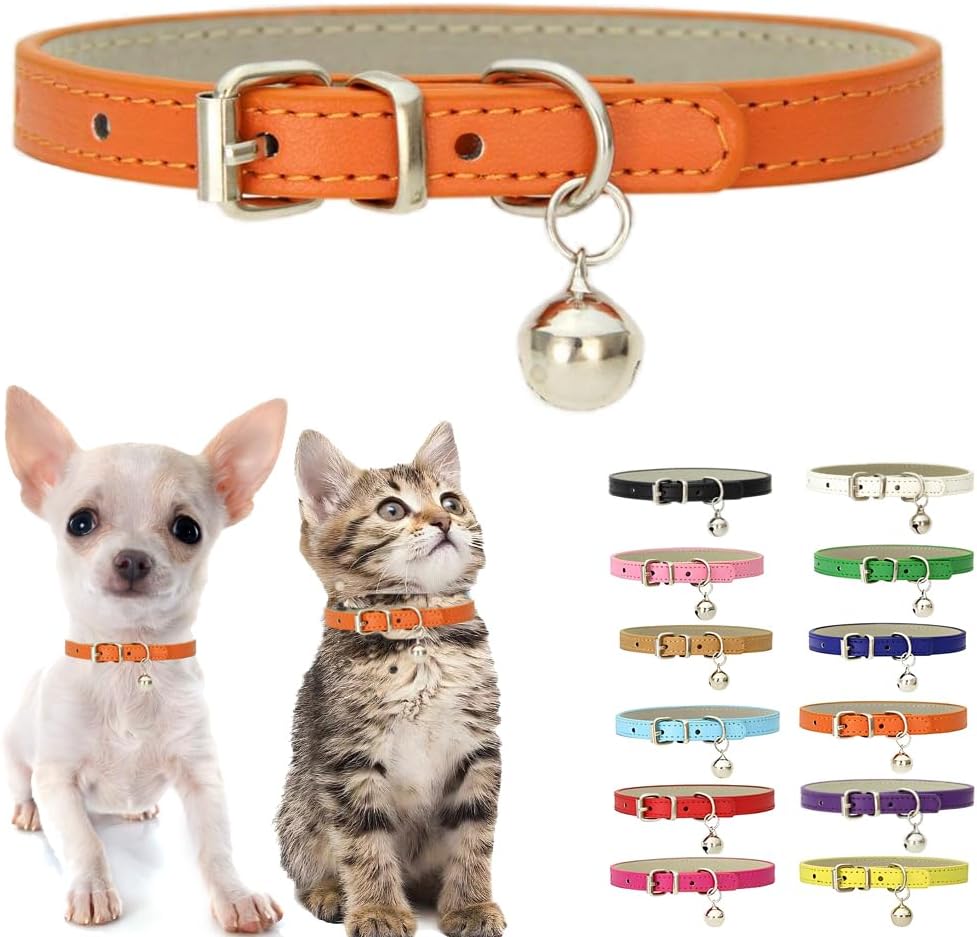 Purple XS Cat Collar with Bell, XXS Kitten Puppy Dog Collars X-Small
