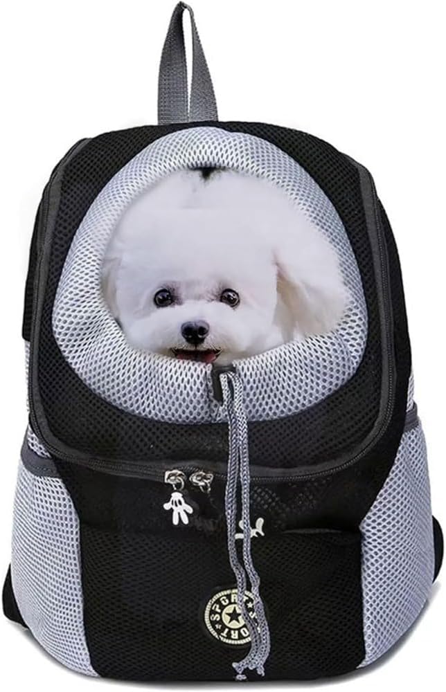 Hands-Free Dog Backpack Carrier for Small Medium Dogs & Cats (13-17 lbs), Breathable Legs Out Pet Front Carrier with Adj