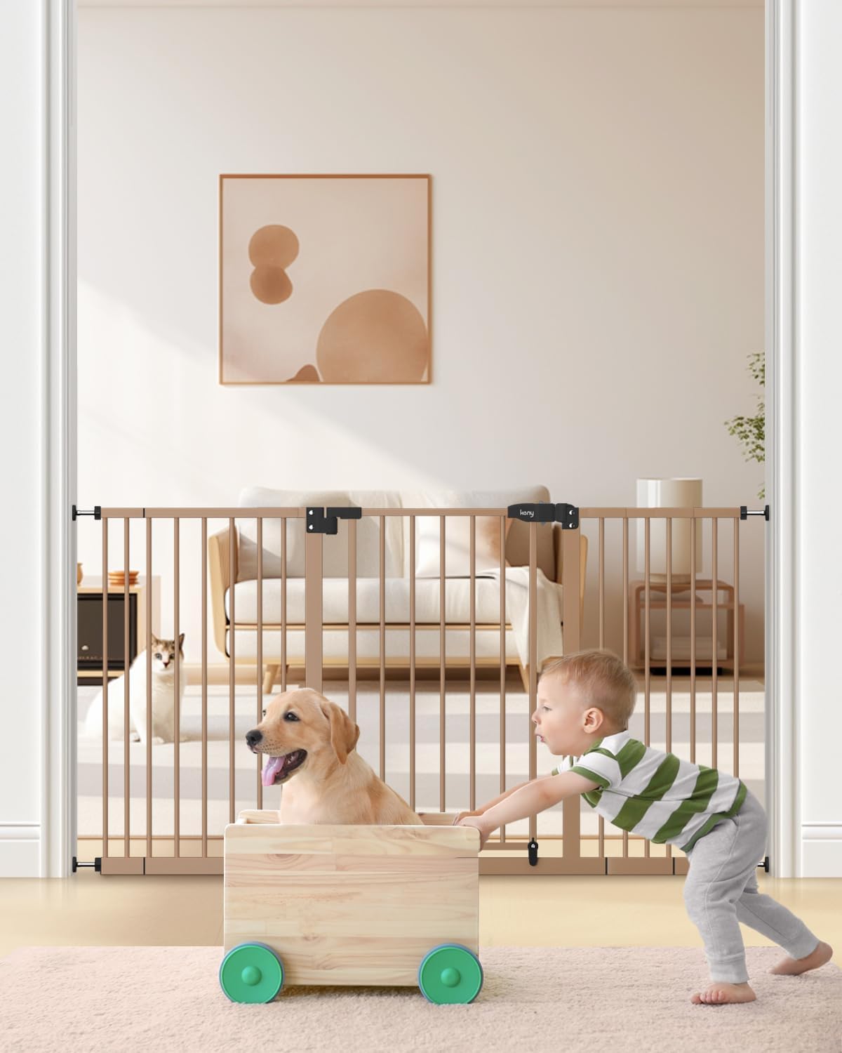 keny 29"-42.5" Baby Gate for Stairs, Auto Close Safety Dog Gate