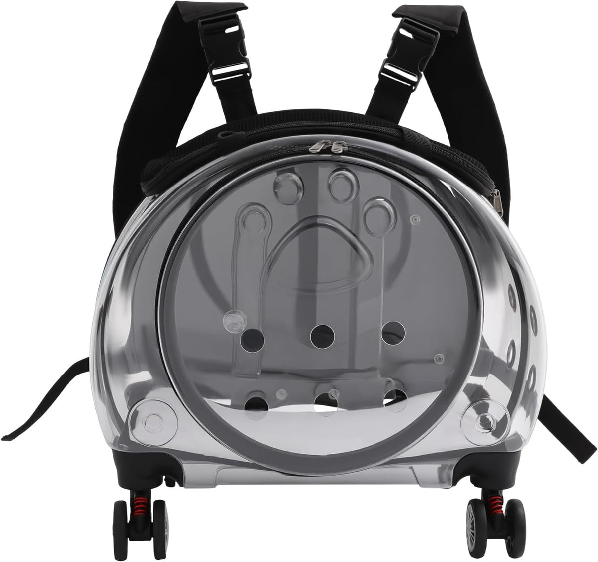 Cat Carrier with Wheels, Transparent Pet Trolley Case Pet Backpack, Black