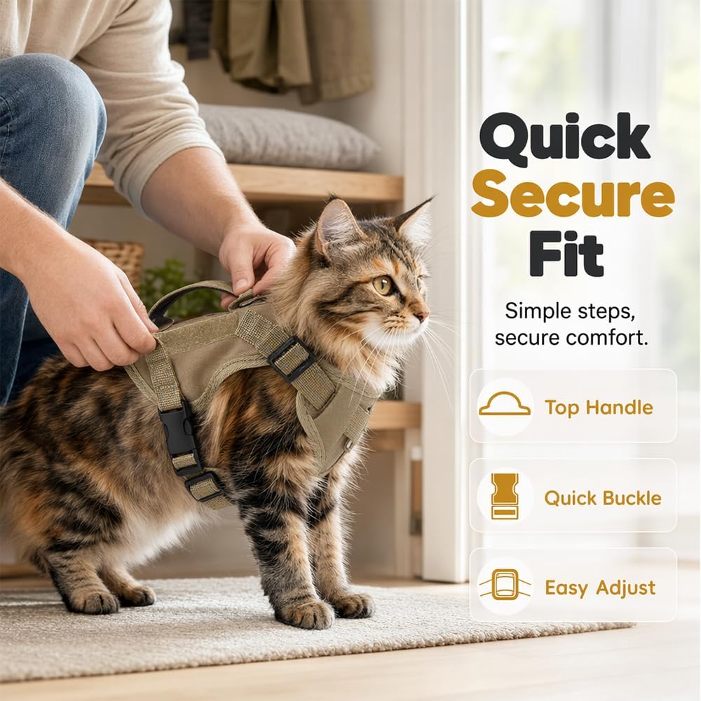 Cat Harness and Leash Anti-Escape with Handle, Black, S
