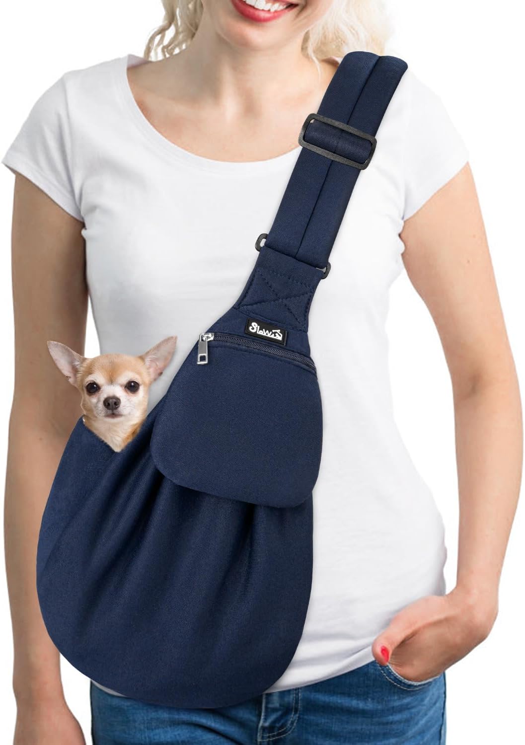 SlowTon Dog Carrier Sling for Small Dogs 2-16 lbs, Thick Padded, Adjustable