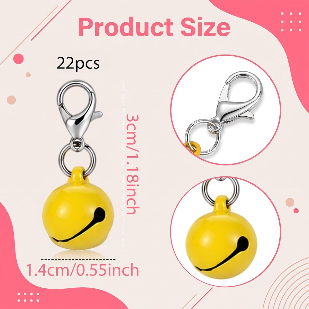 22pcs Pet Collar Bells, Small Collar Charms Bell with Keychain