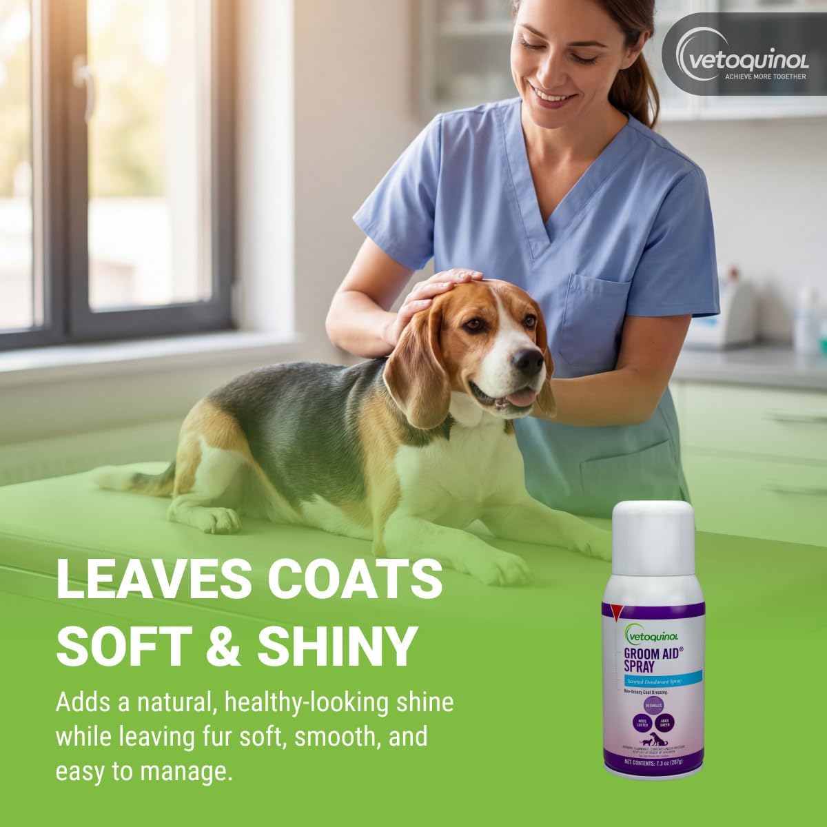 Vetoquinol Groom Aid Spray, for Grooming Cats & Dogs, Fresh Scent, 7.3 oz