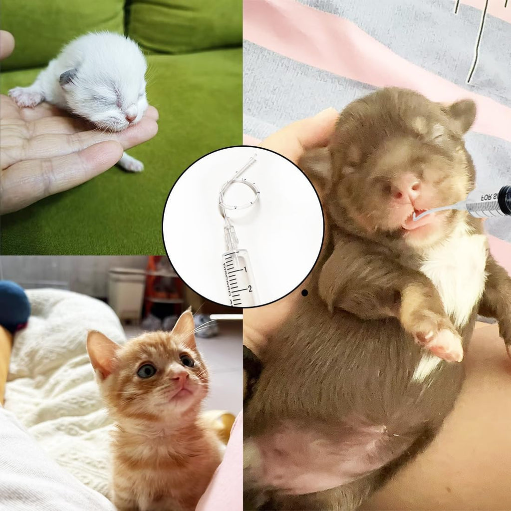 11pcs Puppy Kitten Feeding Tube Kit for Small Animals and Clear Feeding Syringe 5/10/20/30/60ml, Clear Feeding Tube, Syr