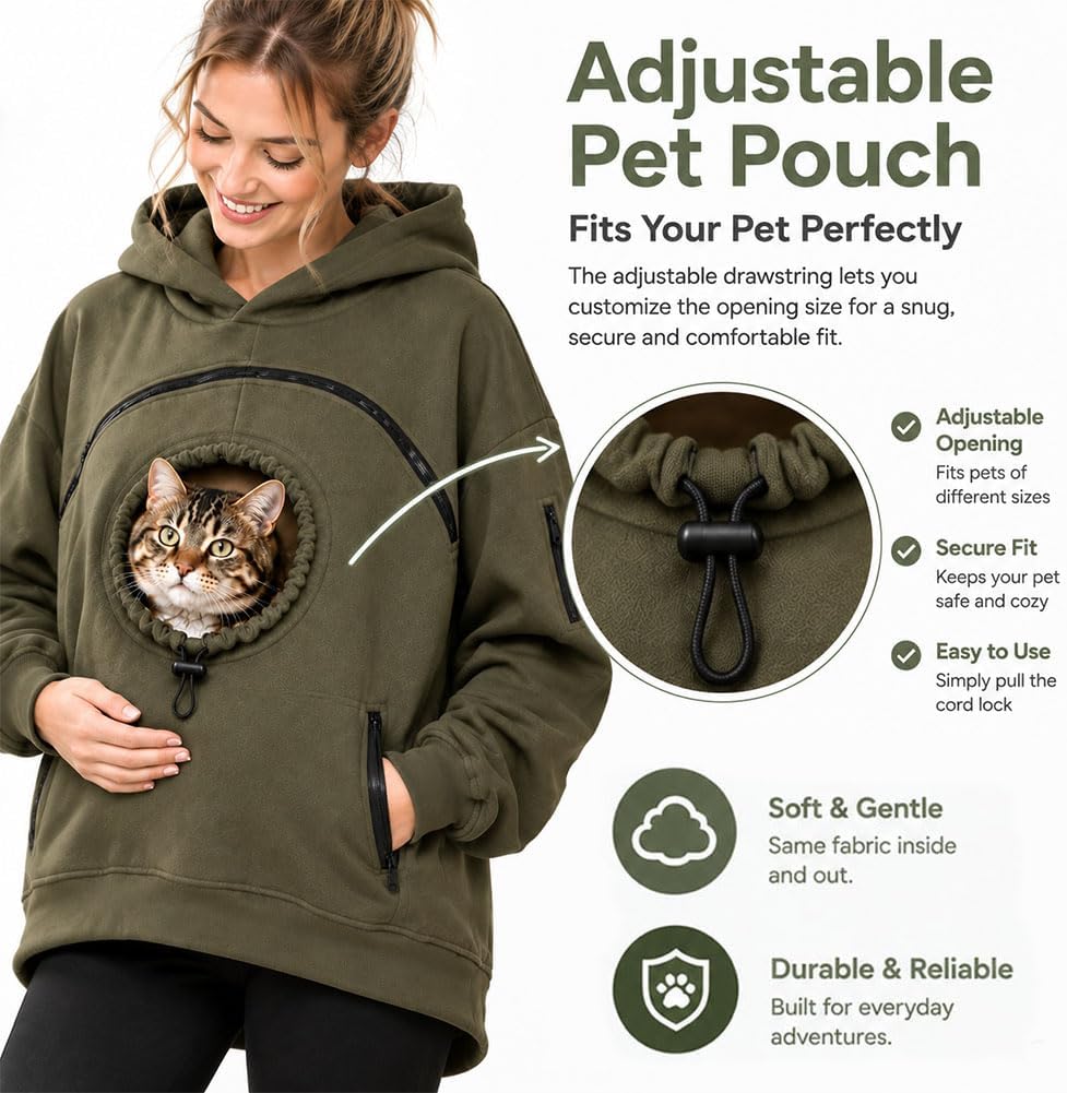 Pet Pouch Carrier Hoodie with Dog Pouch, Cat Hoodie with Pouch