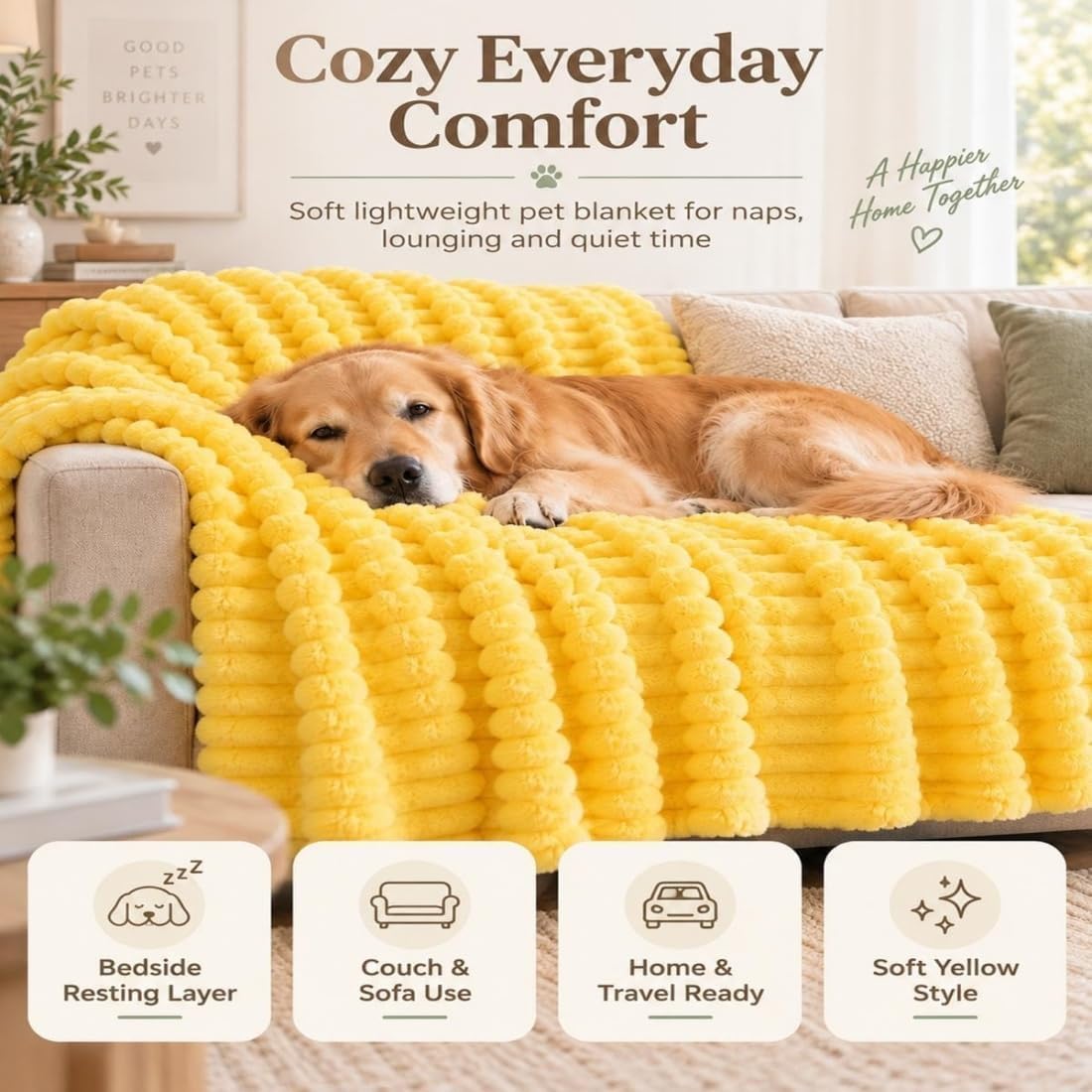 Yellow Dog Blanket Emotional Support for Dogs, Weighted Blanket for Anxiety