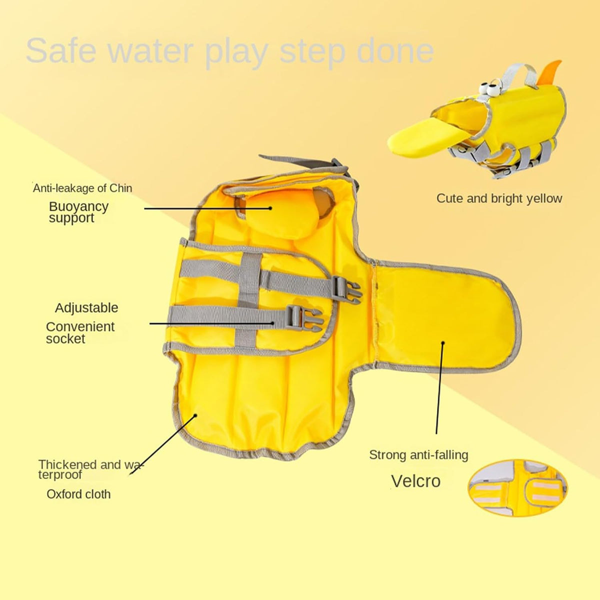 Dog Life Vest with Chin Float, Dog Life Jacket, with Rescue Handle & Hook, Head/Neck Support Design, Reflective, High Bu