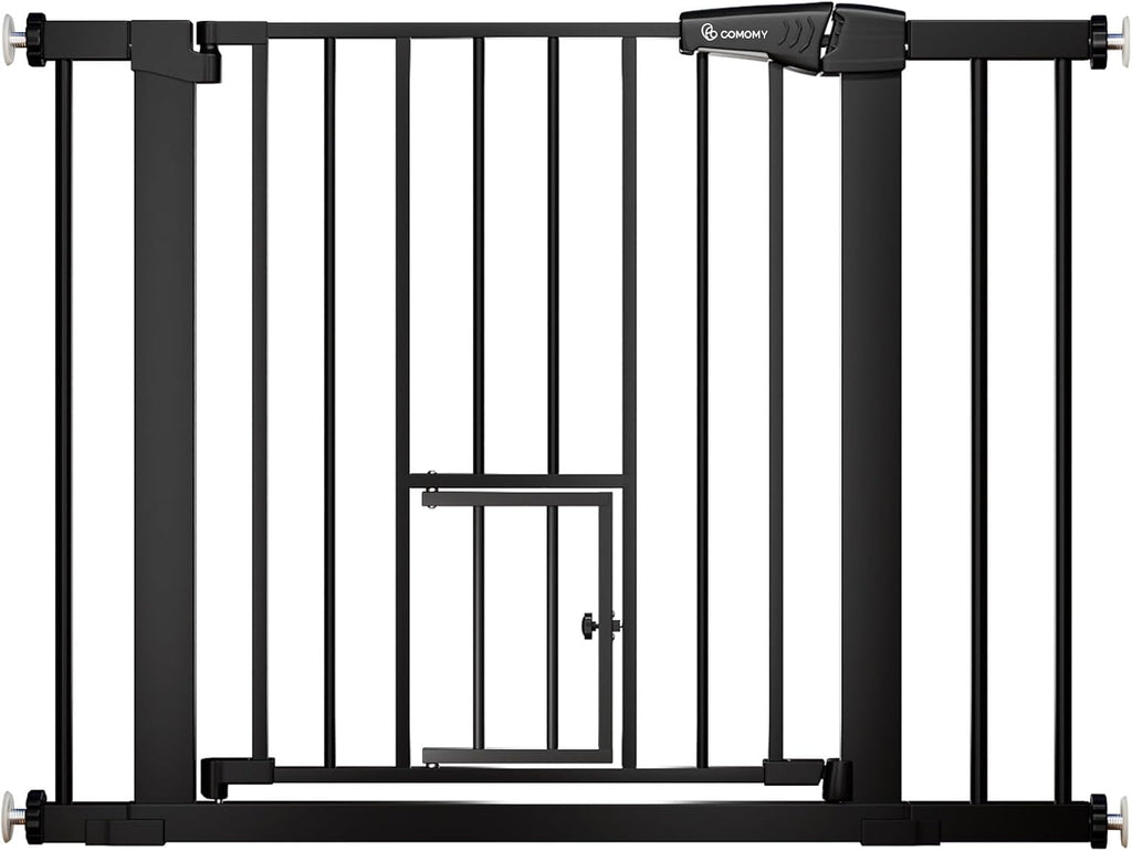 COMOMY Auto Close Pet Gate with Cat Door, 29.5"-40.5" Dog Gate for House