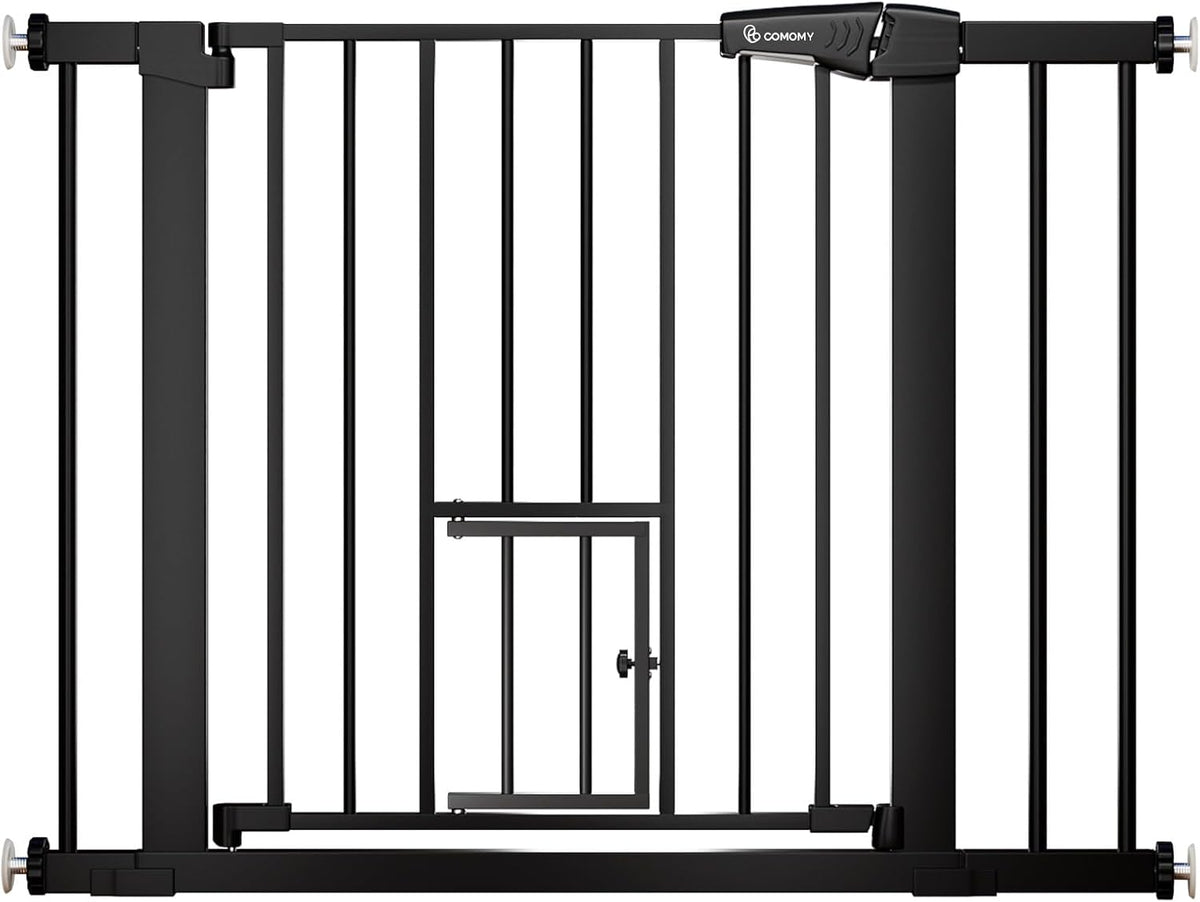 COMOMY Auto Close Pet Gate with Cat Door, 29.5"-40.5" Dog Gate for House