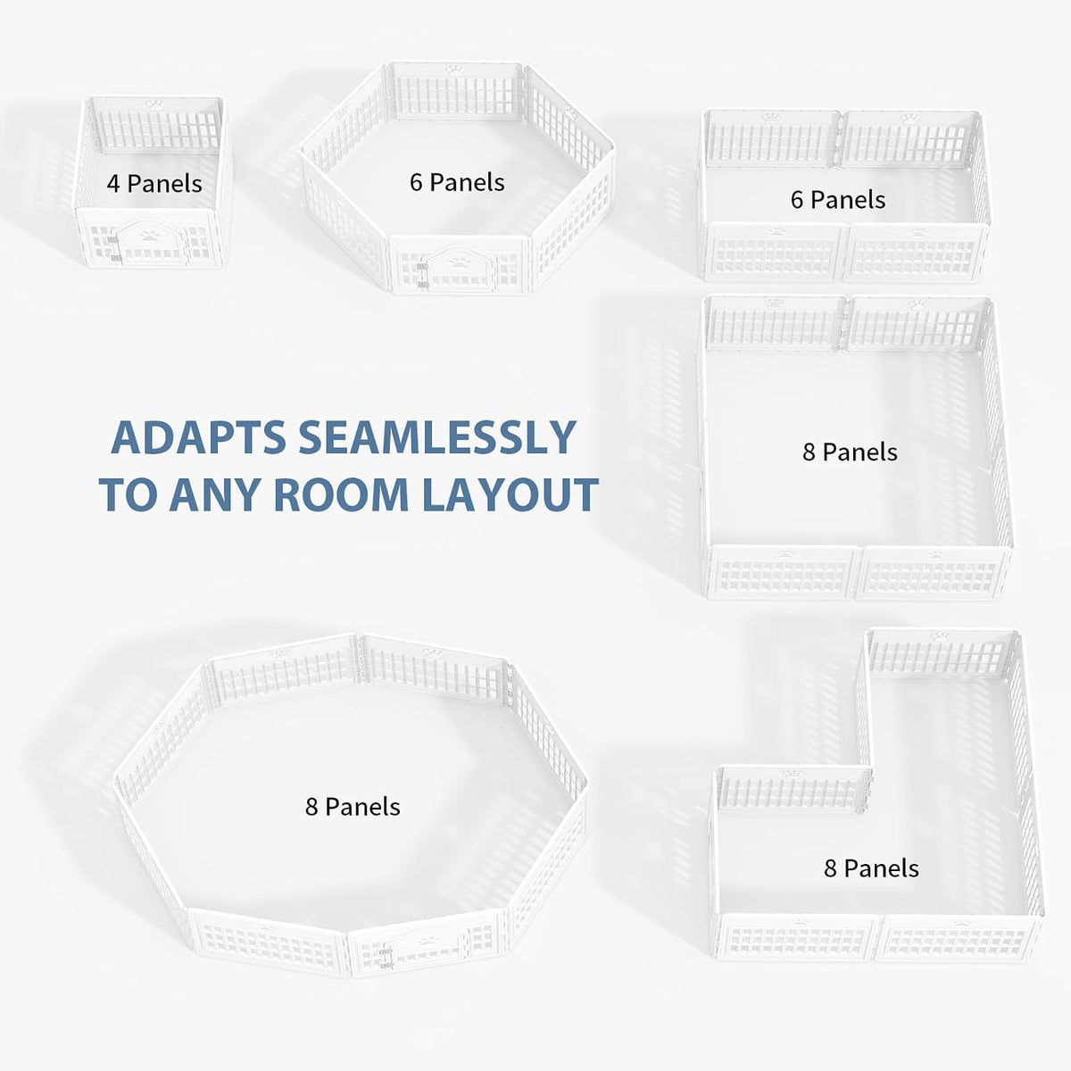 DUMOS Dog Playpen, Plastic Indoor Pet Fence for Small Dogs 4 Panels 24 Inch